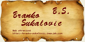 Branko Šukalović vizit kartica
